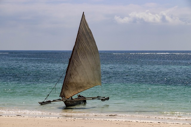 Boat kenya. Beautiful beaches of the southern coast and green travel.