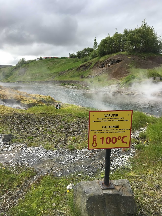 Warm water lake due to volcanic activity in Iceland